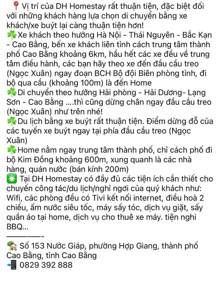 Dh Homestay Cao Bang Extérieur photo